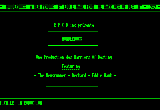 Ecran Thunderdocs