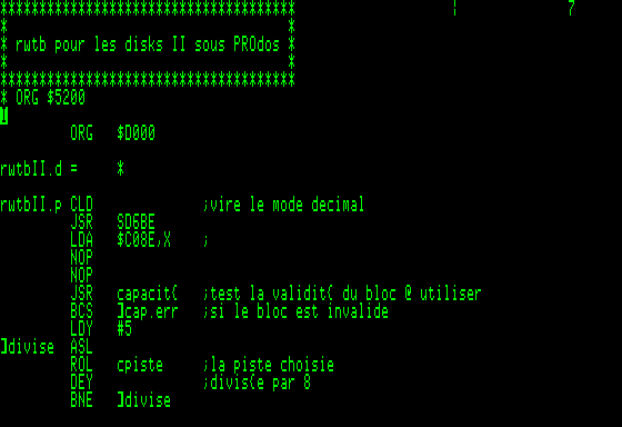 Ecran source ProDOS 1.7 Ecran source ProDOS 1.7